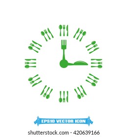 Fork Knife Clock Icon Vector