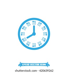 Fork Knife Clock Icon Vector