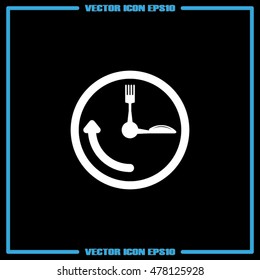 Fork Knife Clock Icon Vector