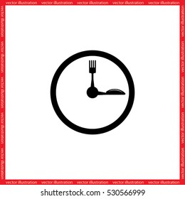 Fork Knife Clock Icon Vector