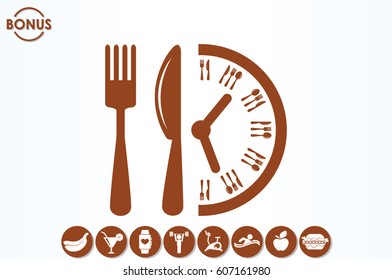 Fork Knife Clock icon vector illustration.