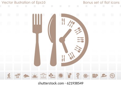 Fork Knife Clock icon vector illustration.