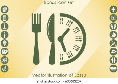 Fork Knife Clock icon vector illustration.