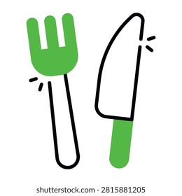 Fork with knife, concept of tableware icon