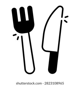 Fork with knife, concept of tableware icon