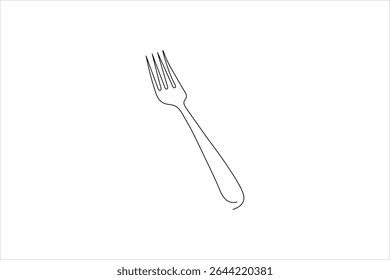 fork and knife in continuous line drawing style Line art silhouette of cutler Vector illustration background

