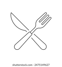 Fork and knife crossed. Cutlery icon flat style isolated on white background. Vector illustration