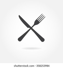 Fork and knife crossed icon. Vector illustration in flat style.
