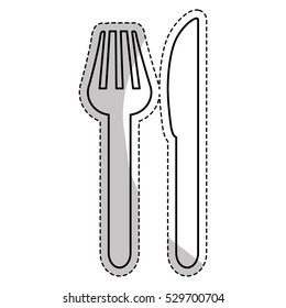fork and knife cutlery icon over white background. vector illustration