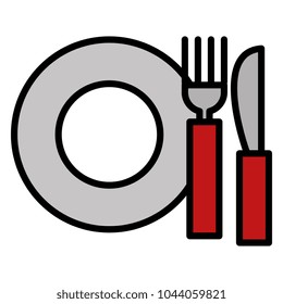 fork and knife with dish cutlery