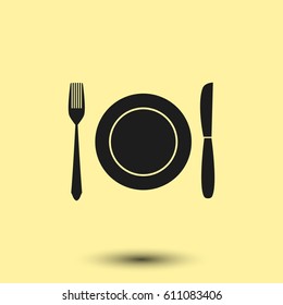 Fork knife dish vector icon