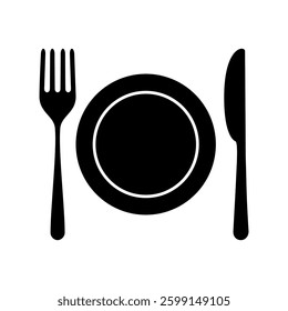 fork, knife and dish,icon. restaurants icon, flat vector illustration design.