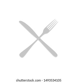 fork and knife flat color icon, vector 