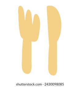 Fork and knife. Flat design. Vector hand drawn illustrations on white background.