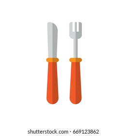 Fork and Knife flat icon, filled vector sign, colorful pictogram isolated on white. Food, Restaurant symbol, logo illustration. Flat style design