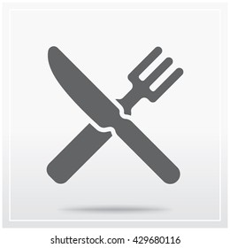 Fork and knife. Flat icon of symbol for catering establishments. Vector illustration