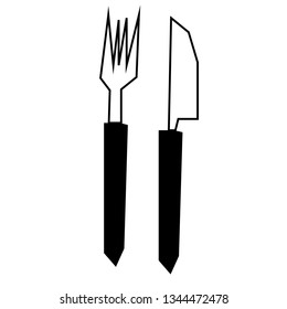 Fork and knife flat illustration on white