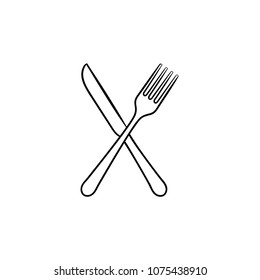 Fork and knife hand drawn outline doodle icon. Cutlery - crossed fork and knife vector sketch illustration for print, web, mobile and infographics isolated on white background.