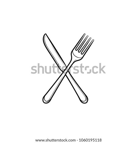 Fork and knife hand drawn outline doodle icon. Cutlery - crossed fork and knife vector sketch illustration for print, web, mobile and infographics isolated on white background.