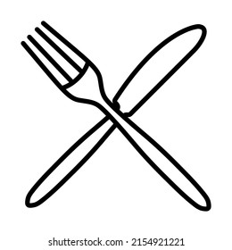 Fork And Knife Icon. Bold outline design with editable stroke width. Vector Illustration.
