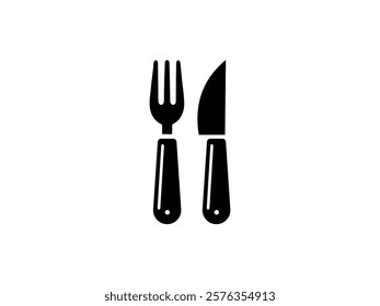 Fork and Knife Icon, Classic Dining Cutlery Symbol for Restaurant and Food Branding, Elegant Fork and Knife Illustration