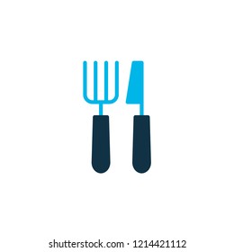 Fork with knife icon colored symbol. Premium quality isolated cutlery element in trendy style.