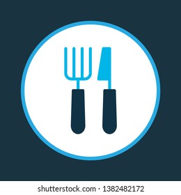 Fork with knife icon colored symbol. Premium quality isolated cutlery element in trendy style.