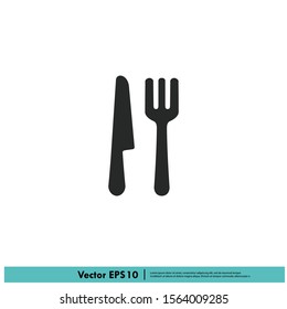 Fork and knife icon cutlery symbol logo template design element