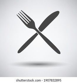 Fork And Knife Icon. Dark Gray on Gray Background With Round Shadow. Vector Illustration.