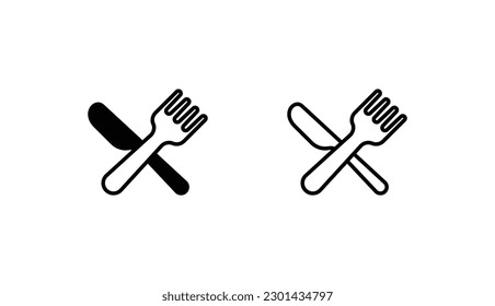 Diseño de iconos de horquilla y cuchillo con ilustración de fondo blanco