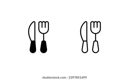 Diseño de iconos de horquilla y cuchillo con ilustración de fondo blanco