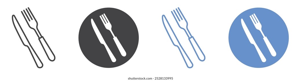 Tenedor y cuchillo icono arte plano en blanco y negro aislado