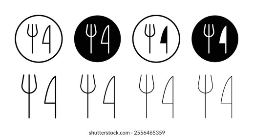 Fork and Knife icon Flat art in black and white isolated