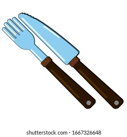 Fork and knife icon, flat in color isolated on white background. Vector eps 10