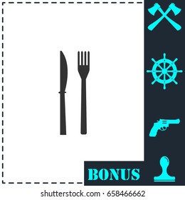 Fork knife icon flat. Simple vector symbol and bonus icon