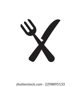fork and knife icon in flat style with background.