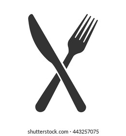 Fork and Knife icon. Flat vector illustration in black on white background. EPS 10