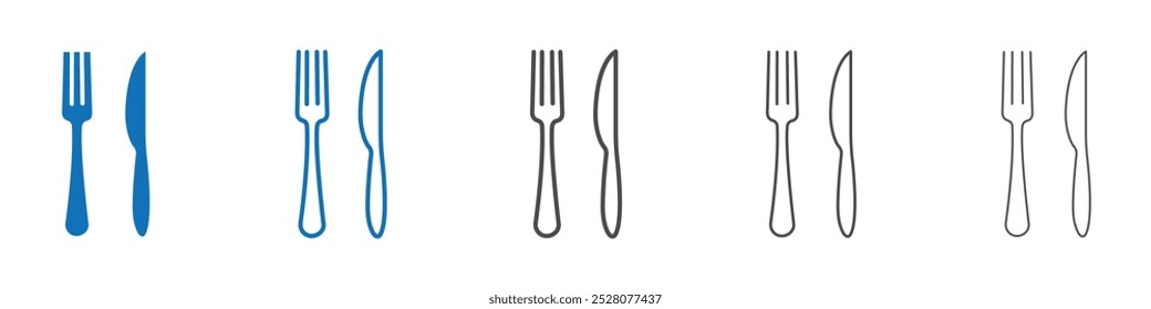 Fork and Knife icon Isolated flat vector in outline