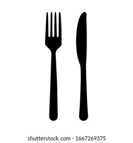 Fork and knife icon isolated on white background. Trendy tool design style