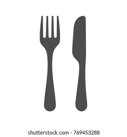 Fork and knife icon isolated on white background.