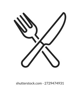 Tenedor y cuchillo icono línea arte Ilustración vectorial