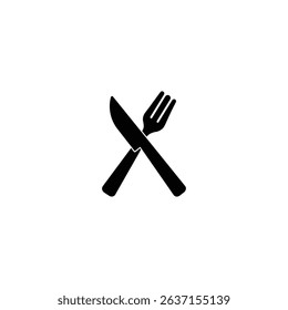 Fork and Knife Icon – Minimalist Black Silhouette Symbol for Restaurant, Food, and Dining Apps