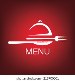 fork and knife icon on the red background
