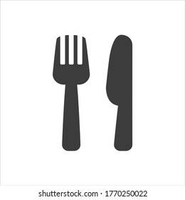 Icono de la horquilla y del cuchillo sobre fondo blanco