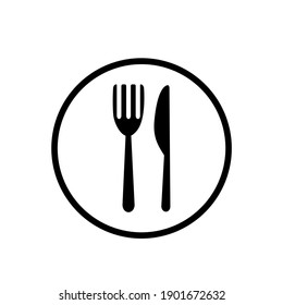 Fork And Knife Icon On White Background.