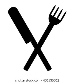 Fork and knife icon on white background. Vector art.