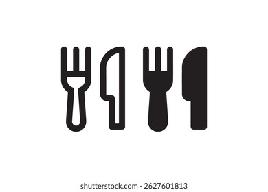 Fork and knife icon in outline and solid Vector