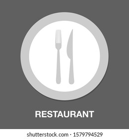 Fork And Knife Icon, Restaurant Symbol - Cutlery Sign