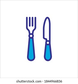 Icono de bifurcación y cuchillo. Icono de restaurante. Ilustración vectorial. Diseño de estilo de color