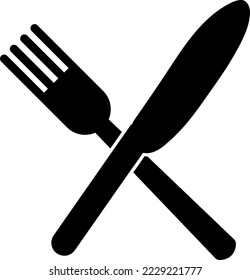 Gabel- und Messersymbol. Restaurant Ikone. Vektorgrafik. Design im Stil von Glyph.eps
